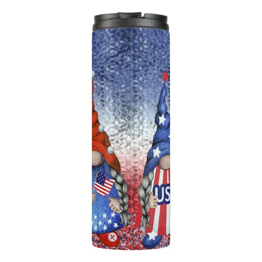 Niedlich Gnomes Patriotic Thermosbecher (Rückseite)