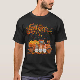 Niedlich Gnomes Pumpkin Truck Erntedank T-Shirt