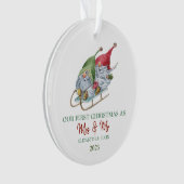 Niedlich Gnomes Sleigh Unser erstes Weihnachtsfest Ornament (Vorderseite)