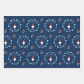 Niedlich Gnomes Snowflakes Blumenstrauß Blauer Nam Geschenkpapier Set (Vorderseite 3)