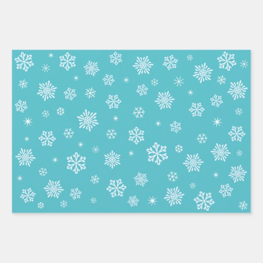 Niedlich Gnomes Snowflakes Blumenstrauß Blauer Nam Geschenkpapier Set (Vorderseite 2)