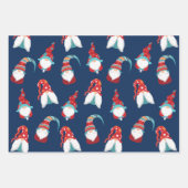 Niedlich Gnomes Snowflakes Blumenstrauß Blauer Nam Geschenkpapier Set (Vorderseite)