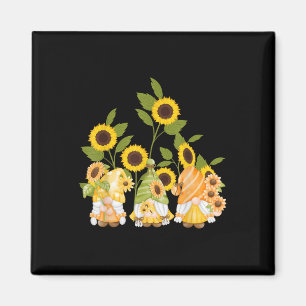 Niedlich Gnomes Sonnenblumen Garten Frauen Sommer Magnet