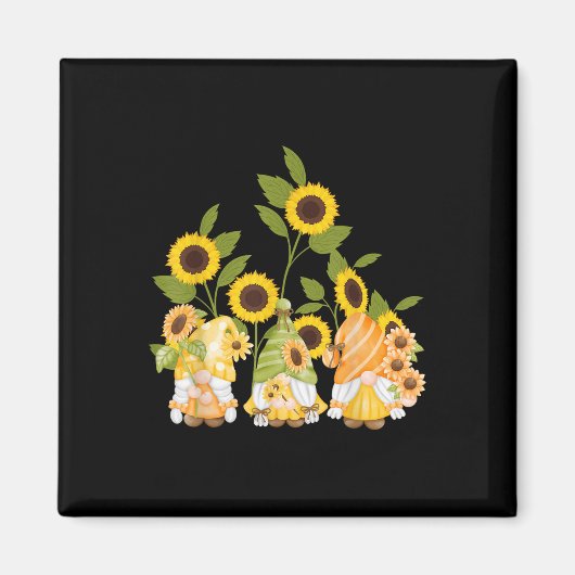 Niedlich Gnomes Sonnenblumen Garten Frauen Sommer Magnet (Vorne)