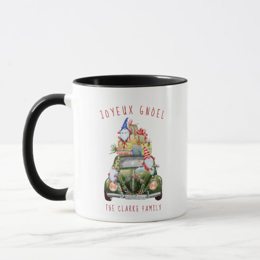 Niedlich Gnomes Vintage Car Weihnachtsfeier Tasse (Links)
