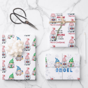 Niedlich Gnomes Weihnachtswasserfarbe Geschenkpapier Set