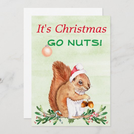 Niedlich Go Nuts Eichhörnchen Weihnachten (Vorne/Hinten)
