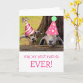 Niedlich Goat Best Friend Geburtstag Karte (Gelbe Blume)