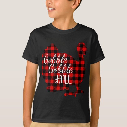 Niedlich Gobble Gobble Yall Ya'll Red Kariert Than T-Shirt (Vorderseite)