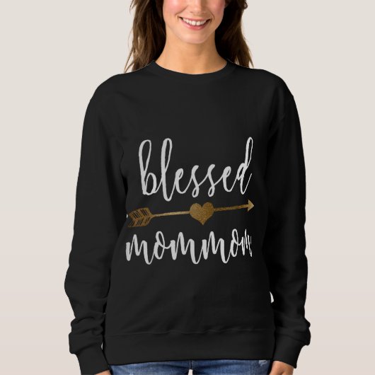 Niedlich Gold Arrow Selig Mommom Erntedank Sweatshirt (Vorderseite)