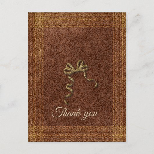 Niedlich Gold Bow Vielen Dank Postkarte (Vorderseite)