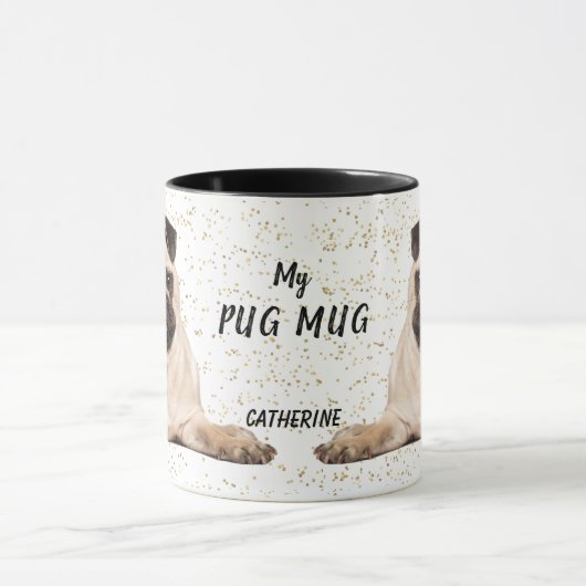 Niedlich Gold Confetti Mein Mops Tasse (Zentrum)