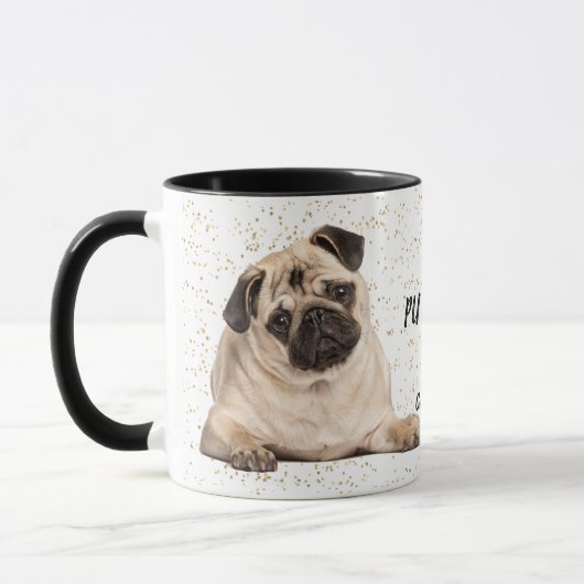 Niedlich Gold Confetti Mein Mops Tasse (Links)