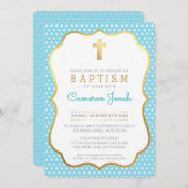 NIEDLICH GOLD CROSS hübsche Taufe extravaganter Pu Einladung (Vorne/Hinten)