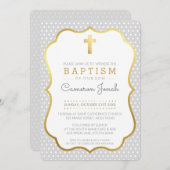 NIEDLICH GOLD CROSS hübsche Taufe extravaganter Pu Einladung (Vorne/Hinten)