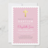 NIEDLICH GOLD CROSS Moderne Taufkirche am rosafarb Einladung (Vorderseite)