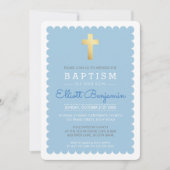 NIEDLICH GOLD CROSS Moderne Taufkirche blau Einladung (Vorderseite)