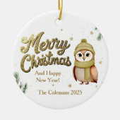 Niedlich Gold Frohe Weihnachtsschale Personalisier Keramik Ornament (Vorne)