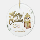 Niedlich Gold Frohe Weihnachtsschale Personalisier Keramik Ornament (Links)