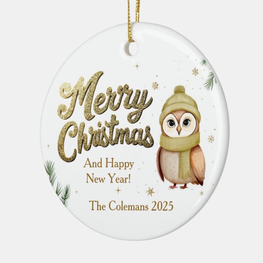 Niedlich Gold Frohe Weihnachtsschale Personalisier Keramik Ornament (Links)