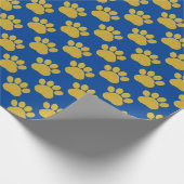 Niedlich Gold Glitzer Paw Prints Pet Lovers Blue Geschenkpapier (Ecke)
