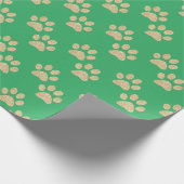 Niedlich Gold Glitzer Paw Prints Pet Lovers Green Geschenkpapier (Ecke)