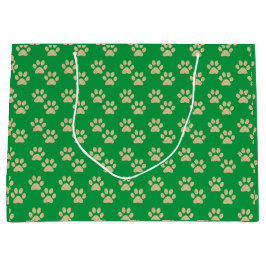 Niedlich Gold Glitzer Paw Prints Pet Lovers Green Große Geschenktüte