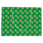 Niedlich Gold Glitzer Paw Prints Pet Lovers Green Große Geschenktüte (Rückseite)