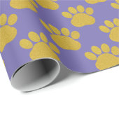 Niedlich Gold Glitzer Paw Prints Pet Lovers lila Geschenkpapier (Rolleneckpunkt)
