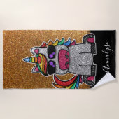 Niedlich Gold Glitzer Rainbow Einhorn Glitzern Gla Strandtuch (Vorderseite)