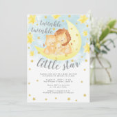 Niedlich Gold Glitzer Twinkle Little Star Baby Dus Einladung (Stehend Vorderseite)