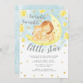 Niedlich Gold Glitzer Twinkle Little Star Baby Dus Einladung (Vorne/Hinten)