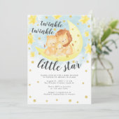 Niedlich Gold Glitzer Twinkle Little Star Baby Dus Einladung (Stehend Vorderseite)