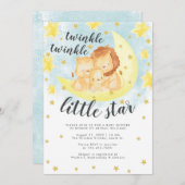 Niedlich Gold Glitzer Twinkle Little Star Baby Dus Einladung (Vorne/Hinten)