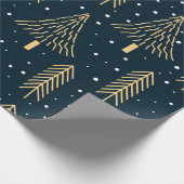 Niedlich Gold Green Blue Weihnachtsbaummuster Geschenkpapier (Ecke)