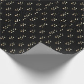 Niedlich Gold Hearts Black Geschenkpapier (Ecke)