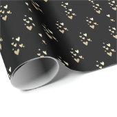 Niedlich Gold Hearts Black Geschenkpapier (Rolleneckpunkt)