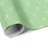 Niedlich Gold Hearts Green Geschenkpapier (Rolleneckpunkt)