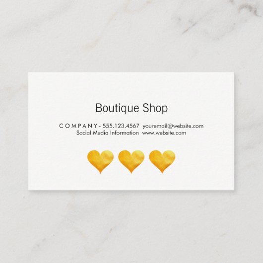 Niedlich Gold Hearts Vielen Dank Visitenkarte (Rückseite)