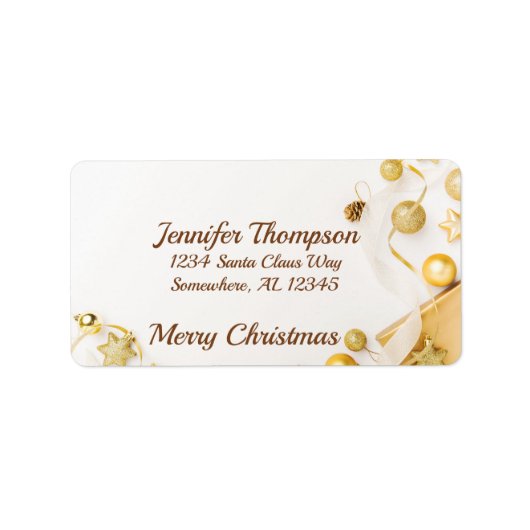 Niedlich Gold Merry Christmas Address Label Adressaufkleber (Vorne)