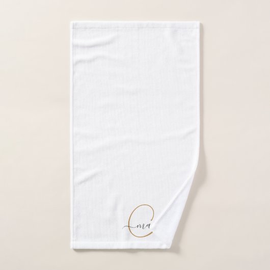 Niedlich Gold Monogram Script Name Eleganweiß Badhandtuch Set (Handtuch)