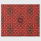 Niedlich Gold Polka Dots Muster Rotes Weihnachtsfe Geschenkpapier (Flach)
