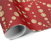 Niedlich Gold Polka Dots Muster Rotes Weihnachtsfe Geschenkpapier (Rolleneckpunkt)