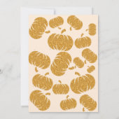 Niedlich Gold Pumpkin Herbst Moderne Babydusche Einladung (Rückseite)