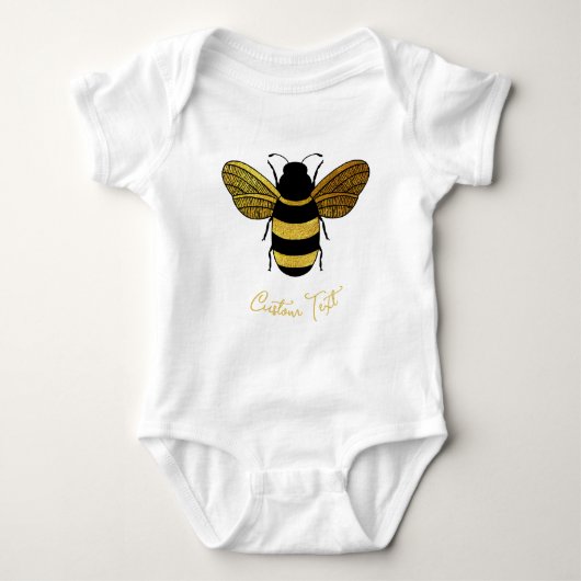 NIEDLICH GOLD SCHWARZ BUMBLEBEE CUSTOM TEXT BEE BABY STRAMPLER (Vorderseite)