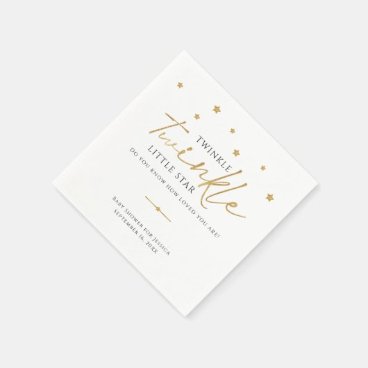 Niedlich Gold Stars Twinkle Twinkle Baby Dusche Serviette (Ecke)