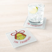 Niedlich Gold Whimsiday Weihnachten Custom Glasuntersetzer (Schrägansicht)