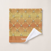 Niedlich Golden Orange Geometric Mesh Name Badhandtuch Set (Waschlappen)