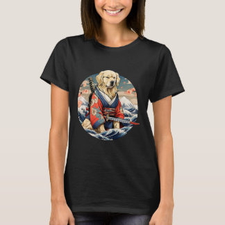 Niedlich Golden Retriever als Samurai Jahrgang Jap T-Shirt