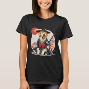 Niedlich Golden Retriever als Samurai Jahrgang Jap T-Shirt
